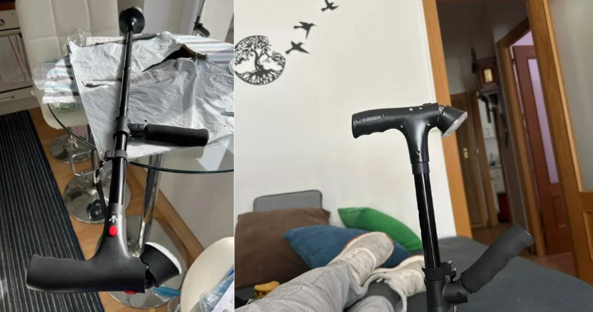 Anti-Fall Support Pole | With LED light, alarm, double handle & non-slip foot