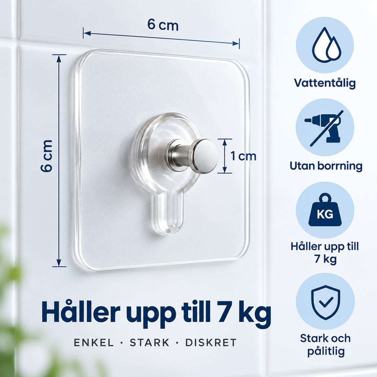 Self Adhesive Wall Hooks - No Drilling
