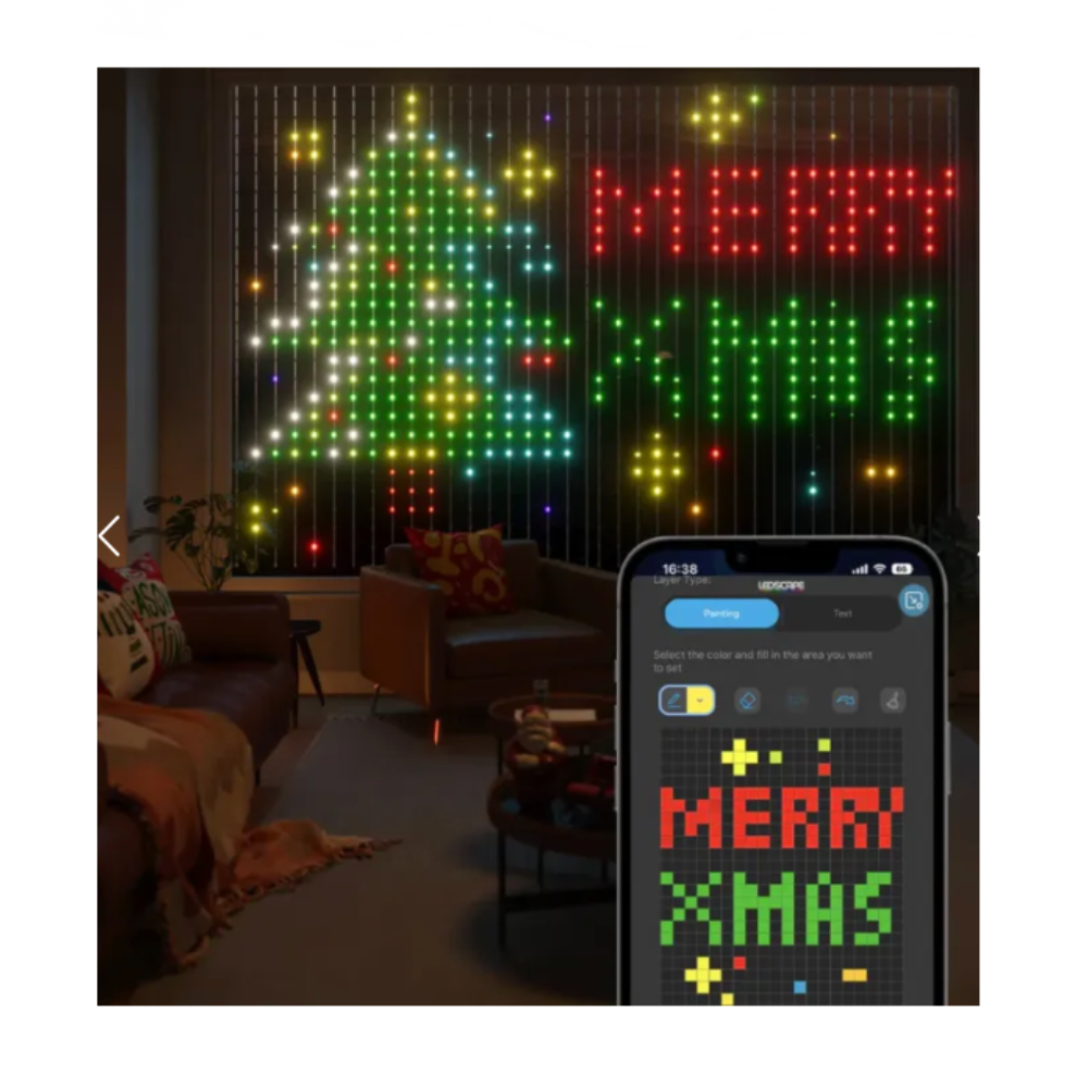 Smart LED Christmas curtain - design your own light picture