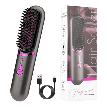 Portable Heat Brush - Smooth, styled hair in minutes