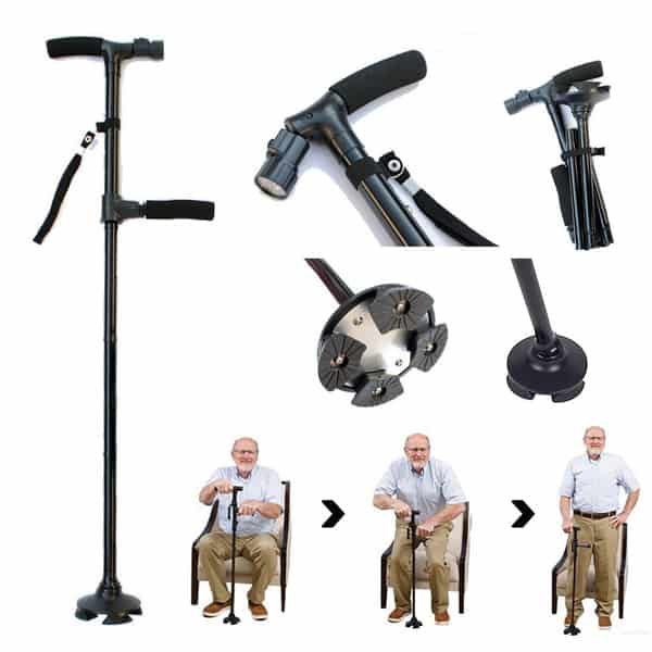 Anti-Fall Support Pole | With LED light, alarm, double handle & non-slip foot