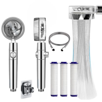 Turbo Shower Head - Complete Set with 3 Filters