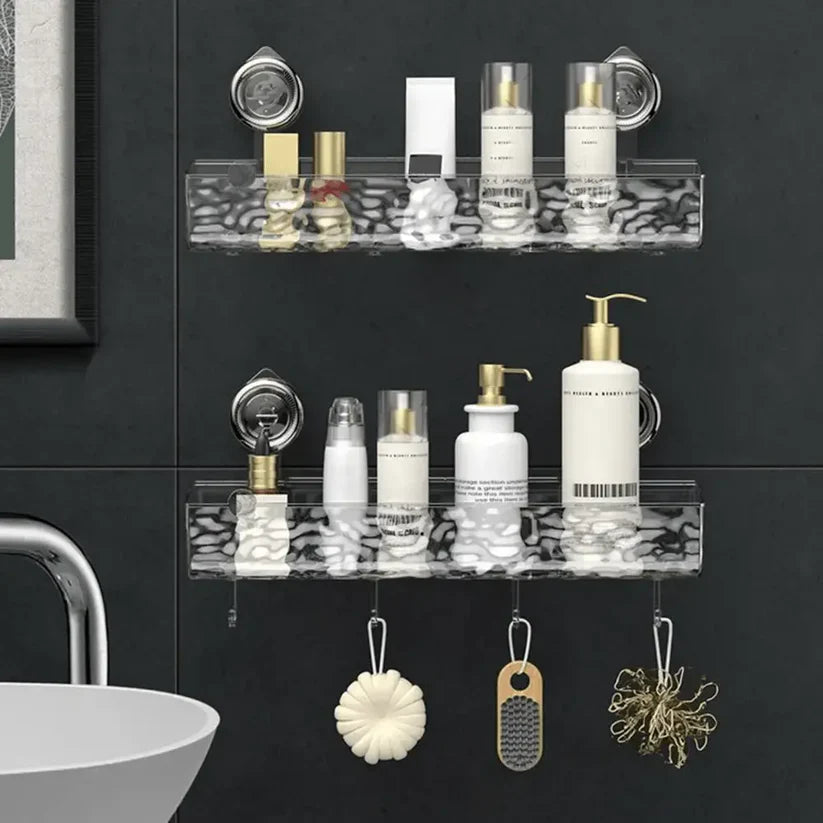 Bathroom corner shelf with suction cups