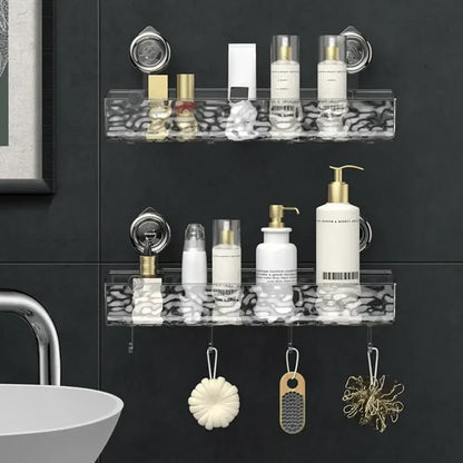 Bathroom corner shelf with suction cups