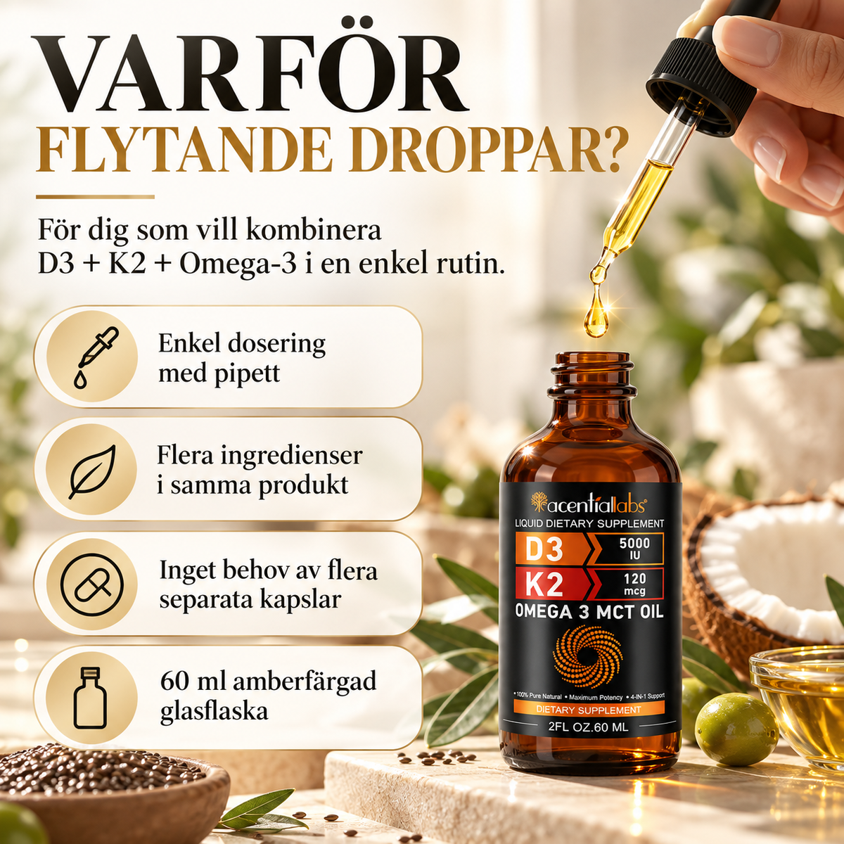 D3 + K2 + Omega-3 drops – highly concentrated