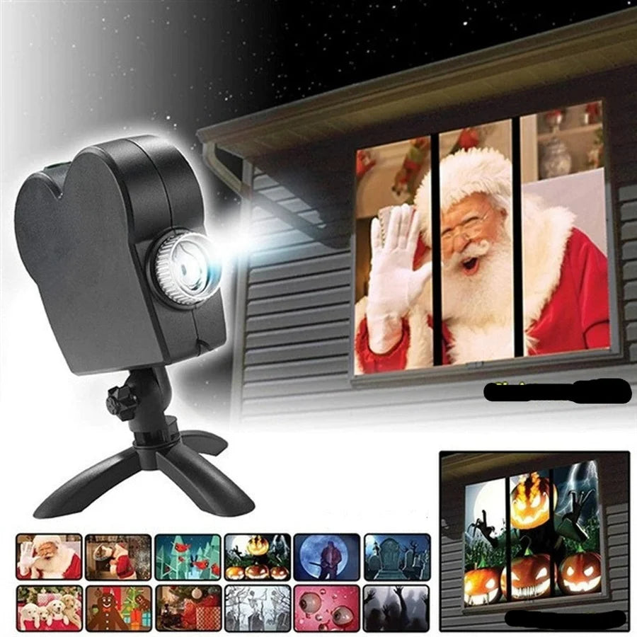 Halloween & Christmas Projector – 12 animated motifs