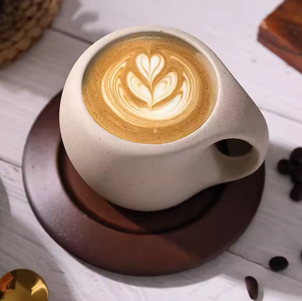 Exclusive Ceramic Cup with Wooden Saucer - 250 ml