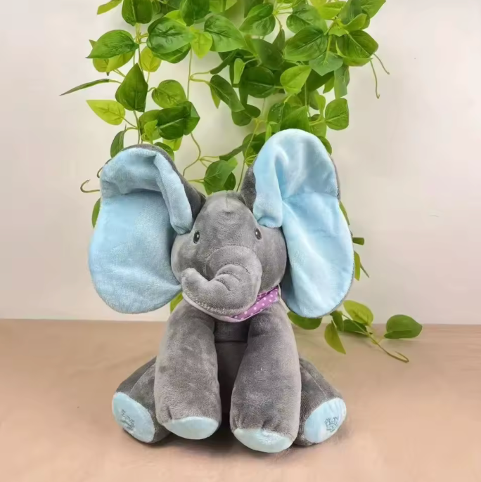 Interactive Singing Elephant with Peek-a-Boo and Music