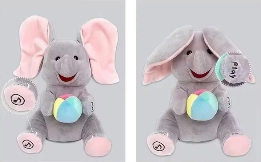 Interactive Singing Elephant with Peek-a-Boo and Music