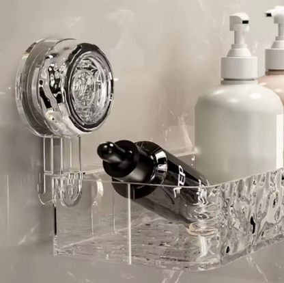 Bathroom corner shelf with suction cups