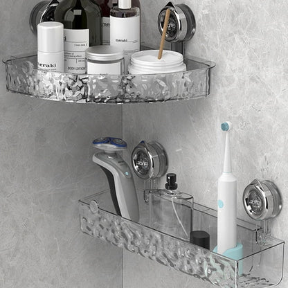 Bathroom corner shelf with suction cups