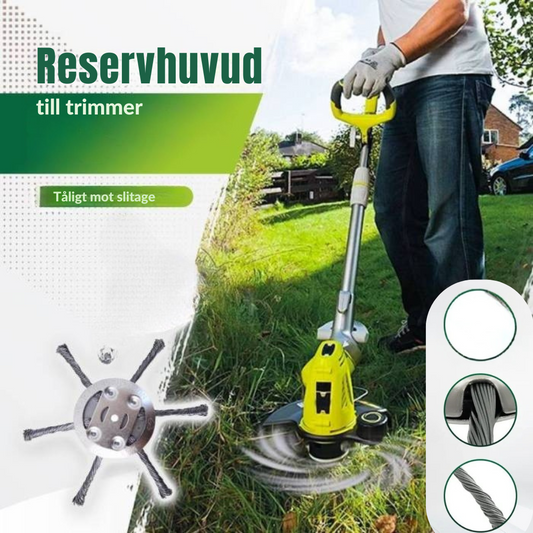 Universal steel brush head for efficient trimming of the garden