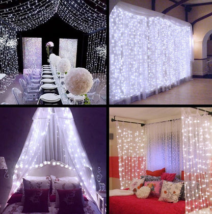 Elegant LED light loop curtain - remote controlled with timer and 8 light modes