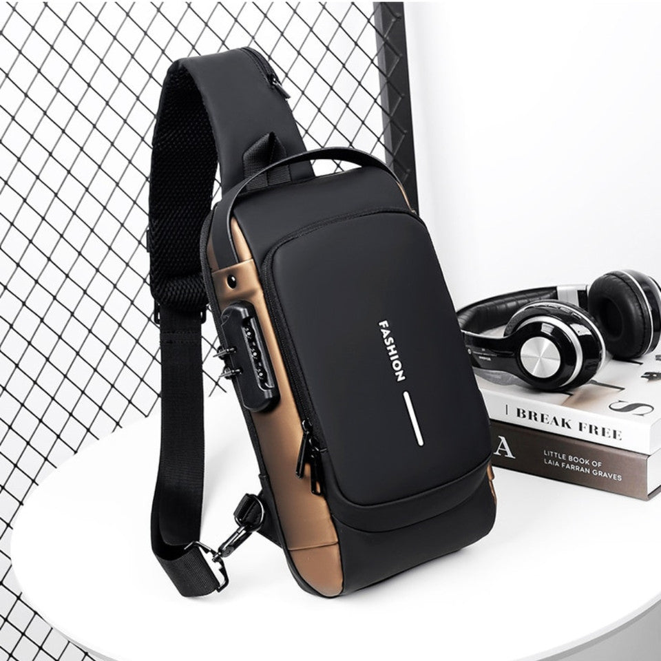 Anti-theft and waterproof shoulder strap bag with USB charging