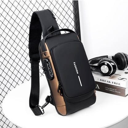 Anti-theft and waterproof shoulder strap bag with USB charging