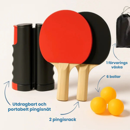 Portable Table Tennis Set - Retractable Ping Pong Net + Rackets & Balls