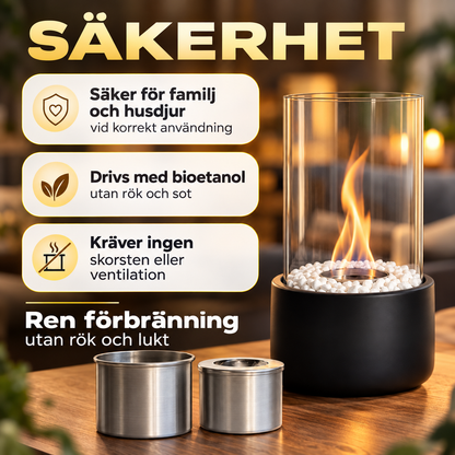 EternaFlame - Table fireplace in glass and metal