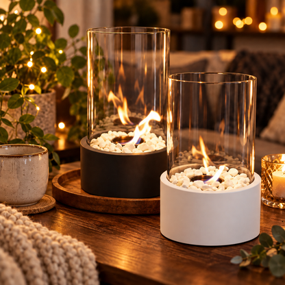 EternaFlame - Table fireplace in glass and metal
