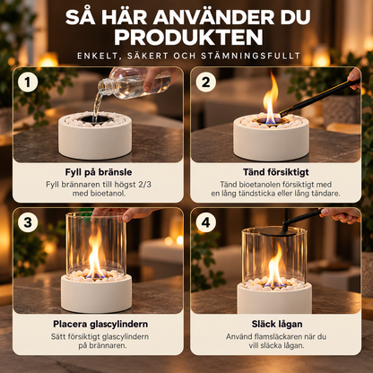 EternaFlame - Table fireplace in glass and metal