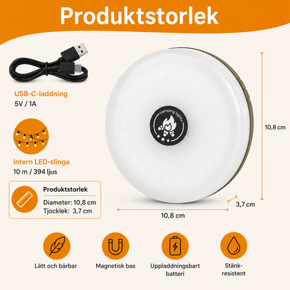 Solar-powered lamp & light loop 2-in-1