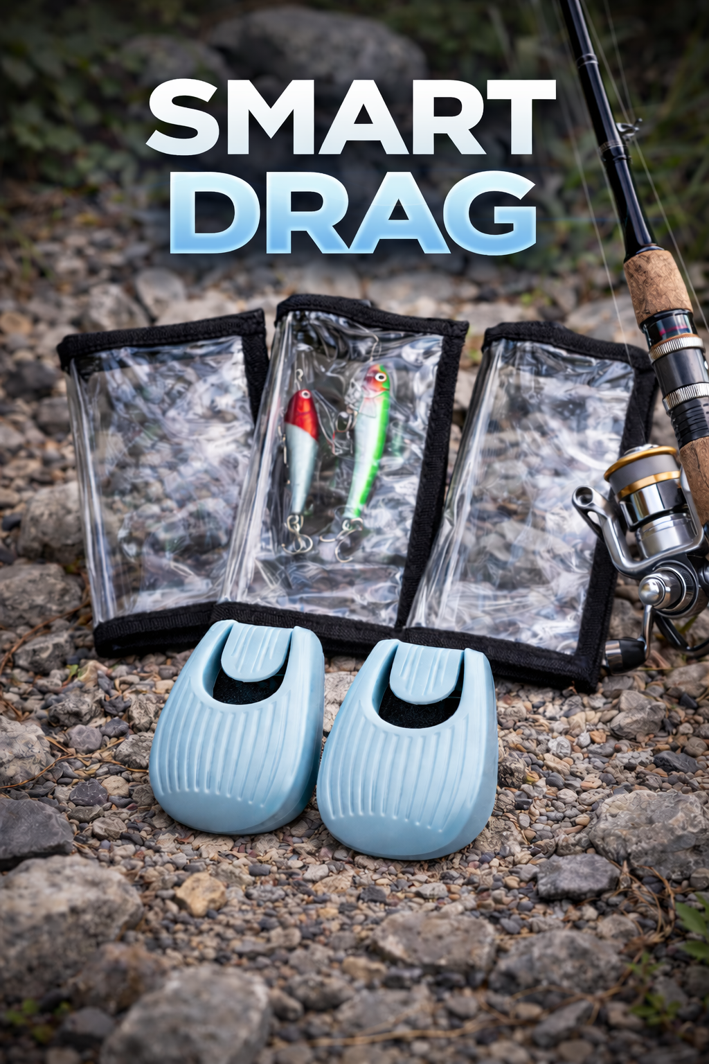 LureGuard - 5 Piece Smart Fishing Set; incl 2 rod holders and 3 protective cases for fishing tackle