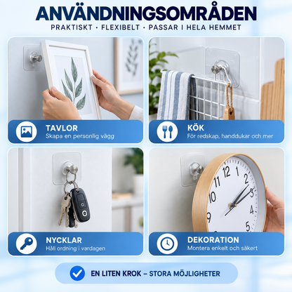 Self Adhesive Wall Hooks - No Drilling