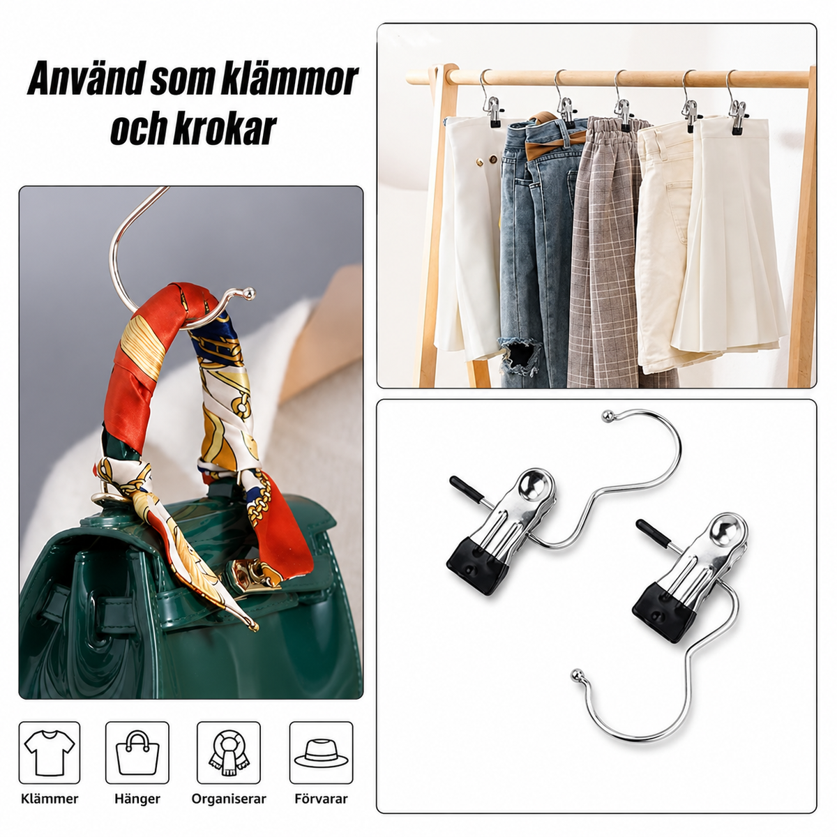Clamp hooks for clothes hangers (10 pcs)