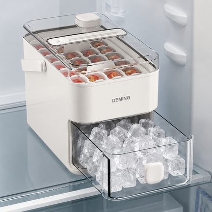 Smart ice container with lid and ice scoop