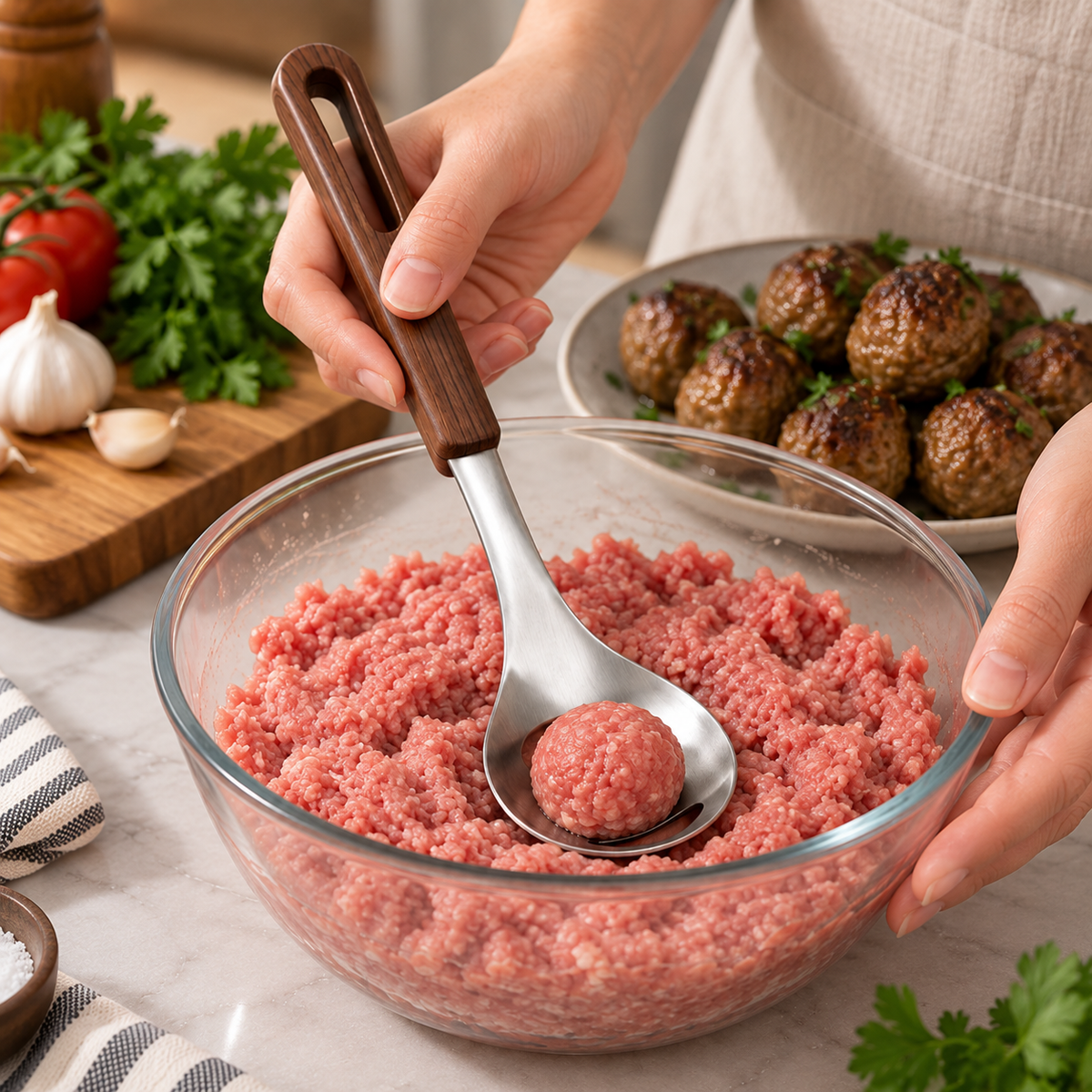 Smart meatball shaper - smoother shape, easier cooking