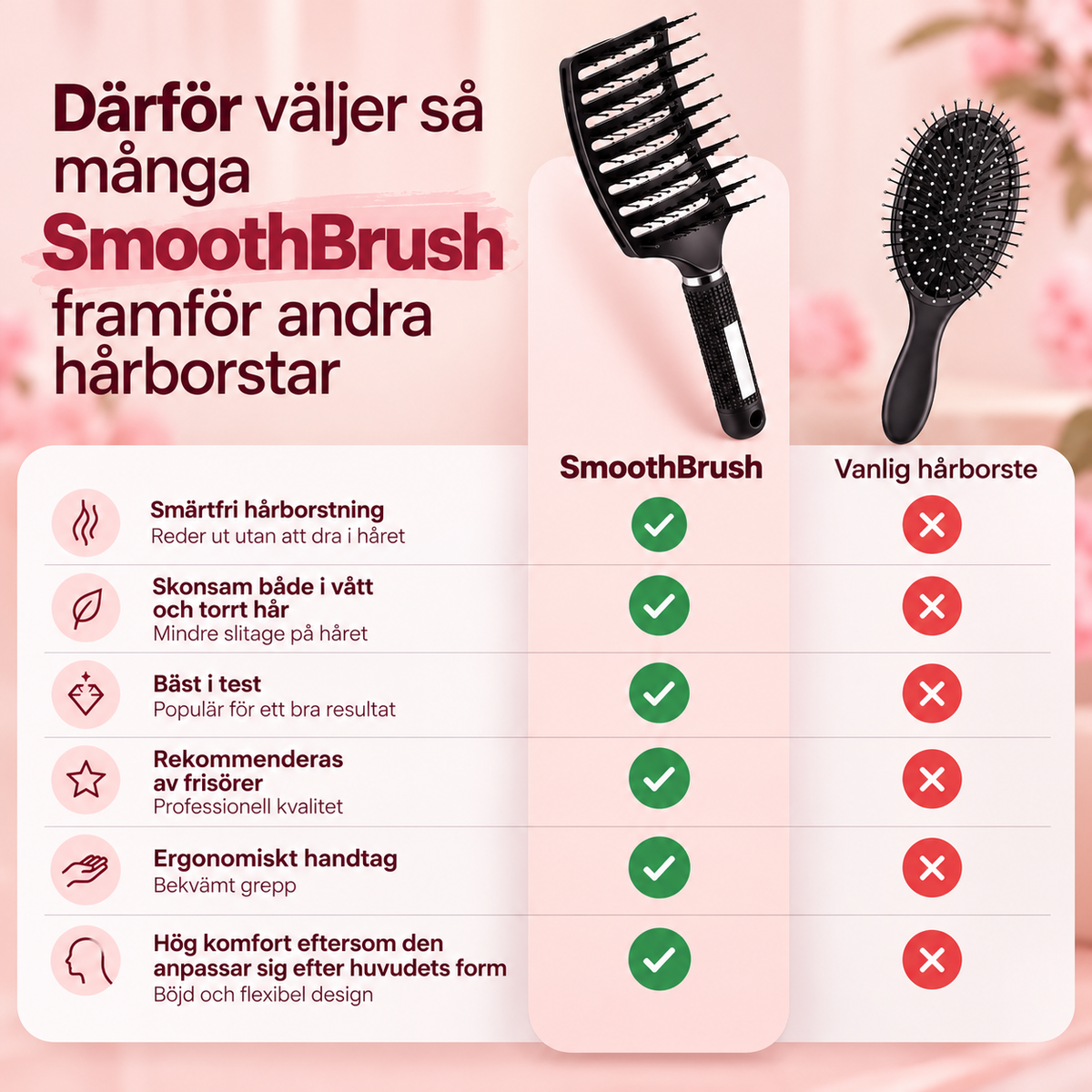 Smooth Brush – Detangles, smoothes and reduces frizz