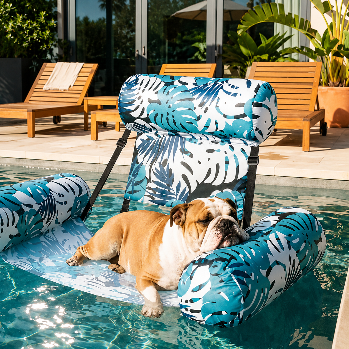 Inflatable floating chair with backrest