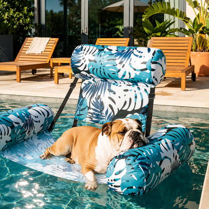 Inflatable floating chair with backrest