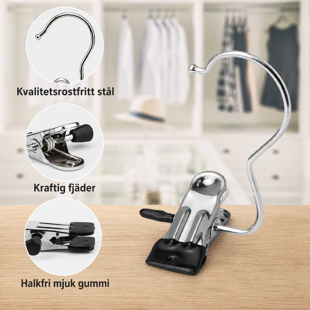 Clamp hooks for clothes hangers (10 pcs)