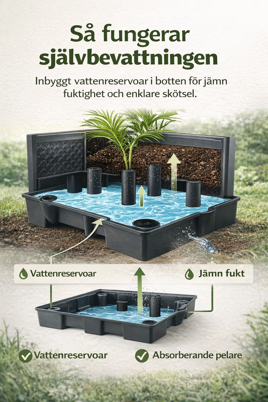 Self-watering planter tower with trellis - for flowers and climbing plants
