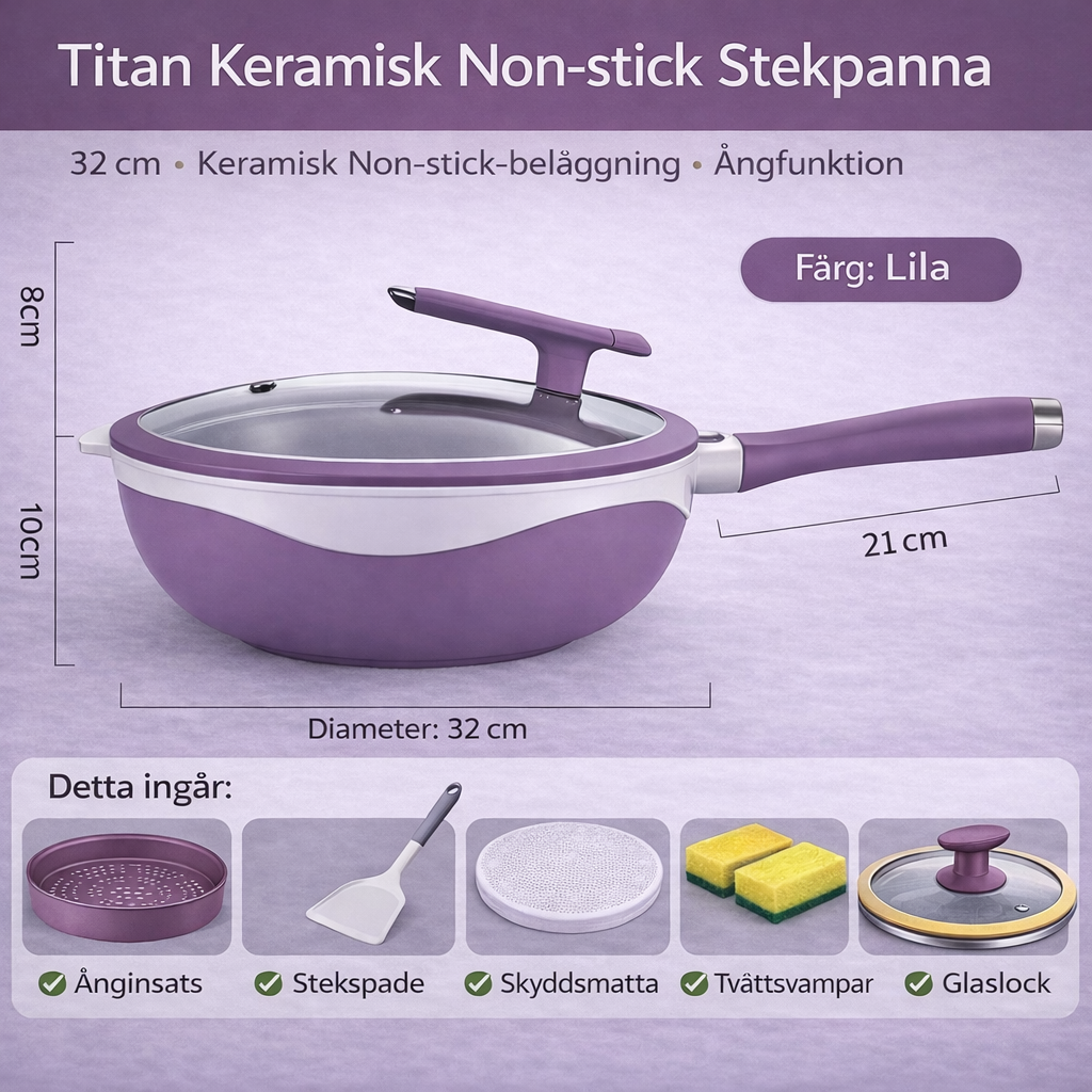 Titanic Premium Ceramic Multipan 32 cm with Steam function