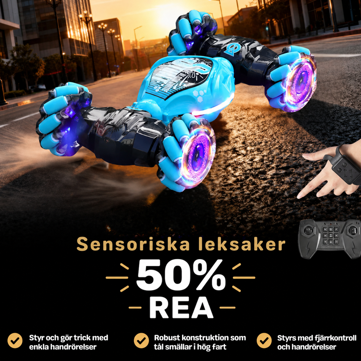 StormRacer DualControl – Stunt car controlled by hand + remote control