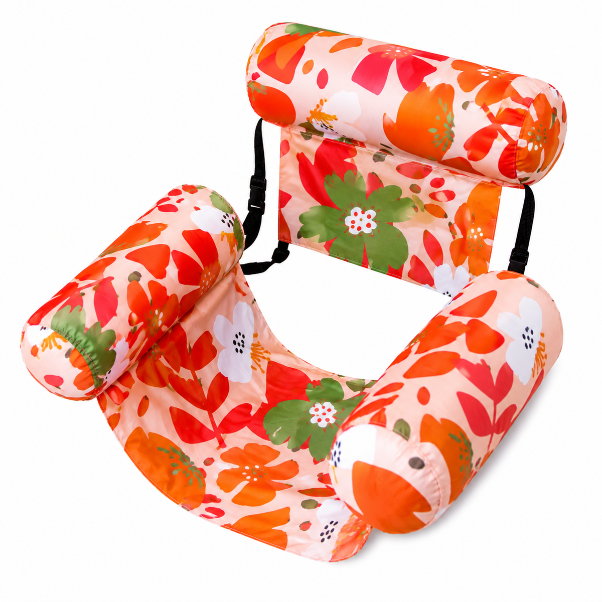 Inflatable floating chair with backrest