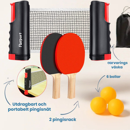 Portable Table Tennis Set - Retractable Ping Pong Net + Rackets & Balls