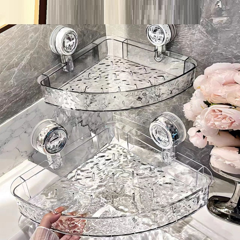 Bathroom corner shelf with suction cups