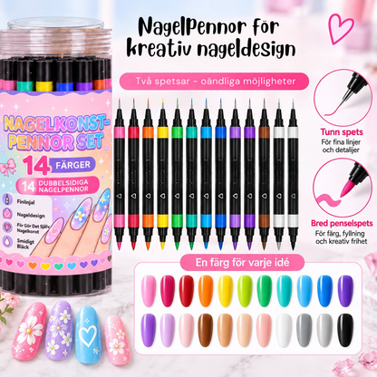 NailArt Studio – 14 double sided nail pens + FREE stickers