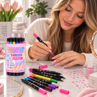 NailArt Studio – 14 double sided nail pens + FREE stickers