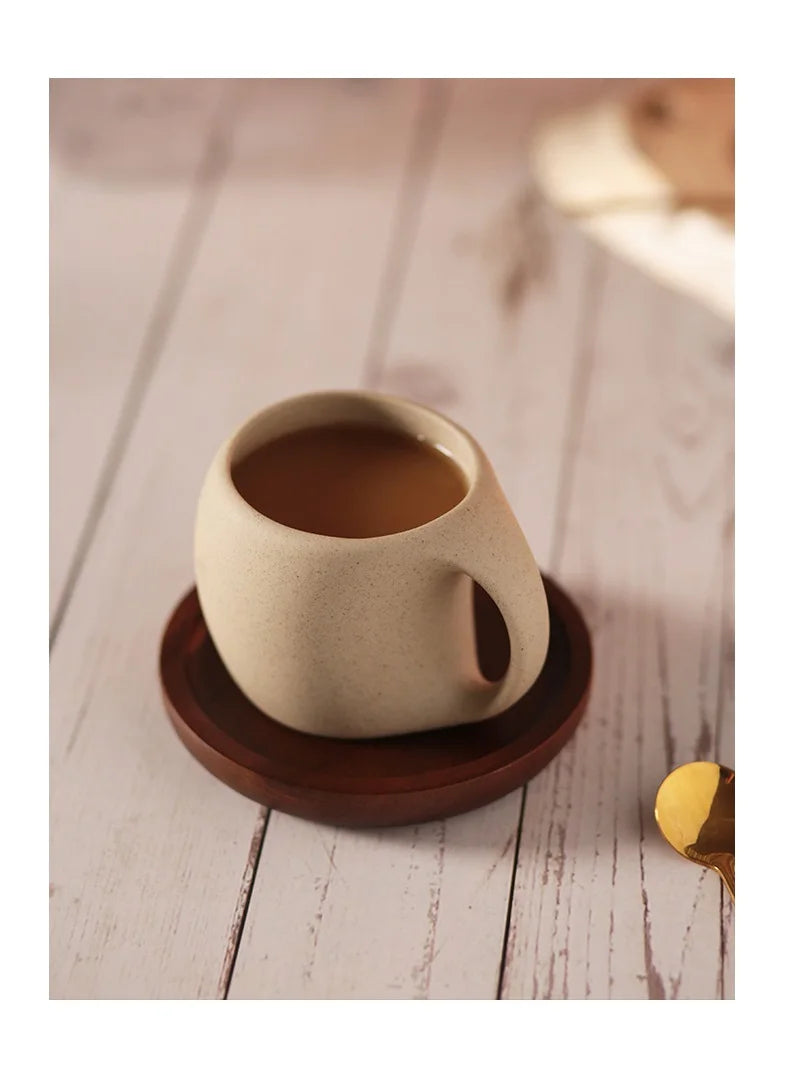 Exclusive Ceramic Cup with Wooden Saucer - 250 ml