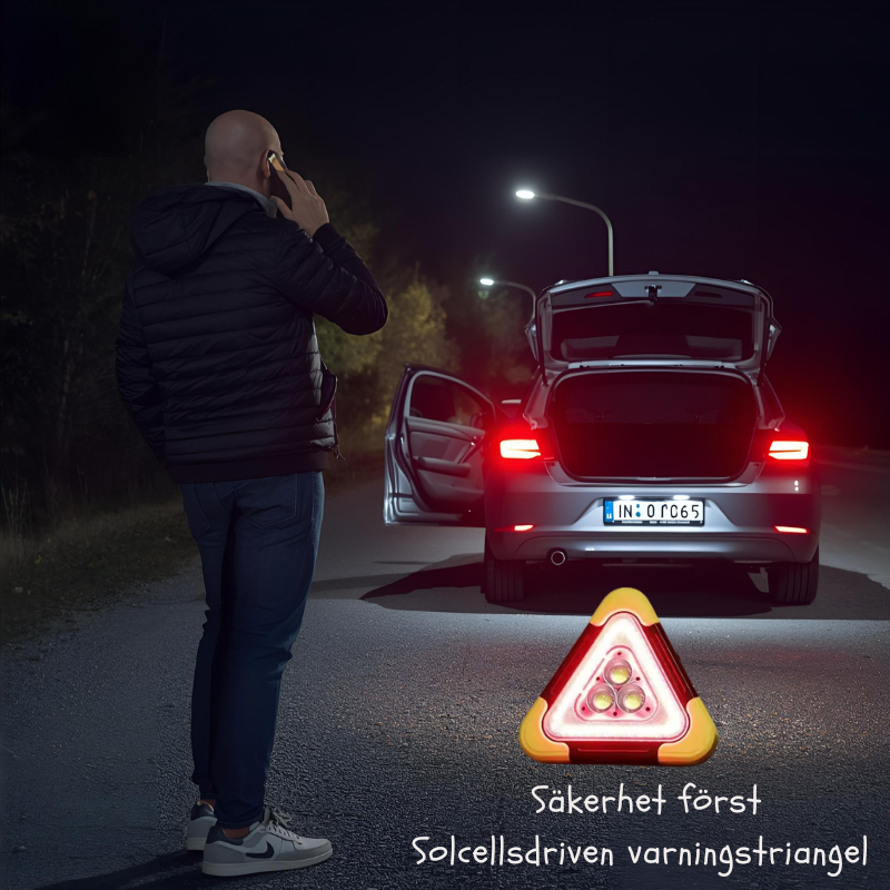 Led warning signal, with solar cell & rechargeable battery
