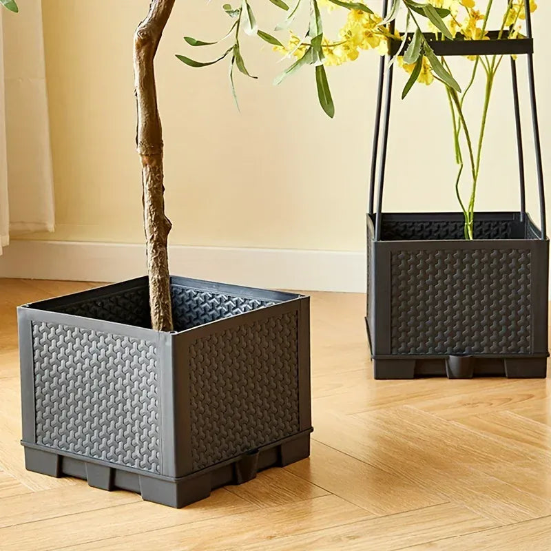 Self-watering planter tower with trellis - for flowers and climbing plants