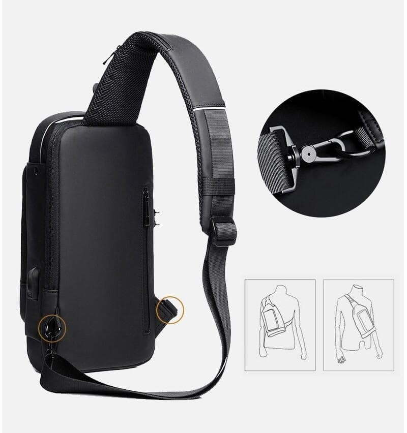 Anti-theft and waterproof shoulder strap bag with USB charging