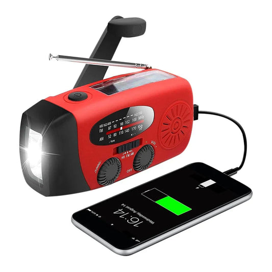 Emergency radio - 2000 mAh built-in Powerbank, Flashlight and Solar cells