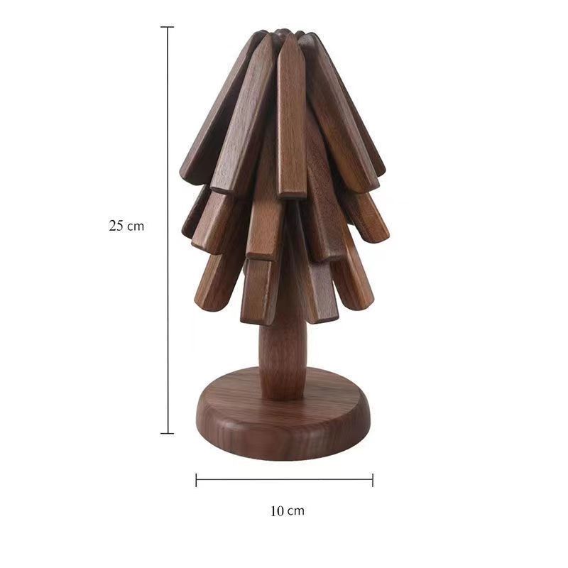 Scandinavian Walnut Set – Wooden Coasters with Stand (3-pack)