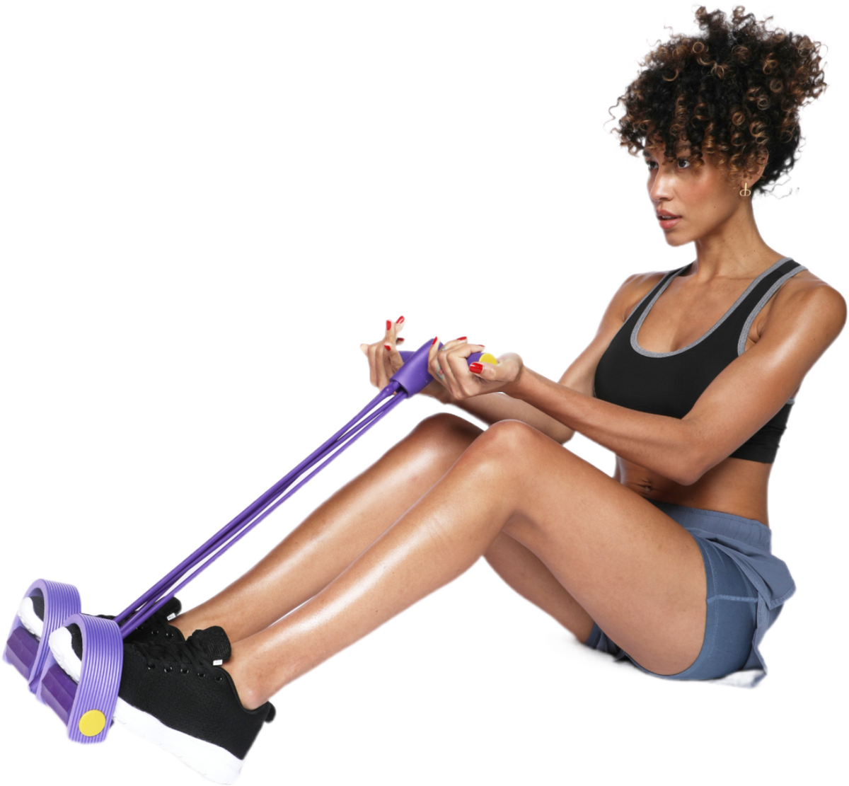 Multifunctional training band with foot loop for effective full body training