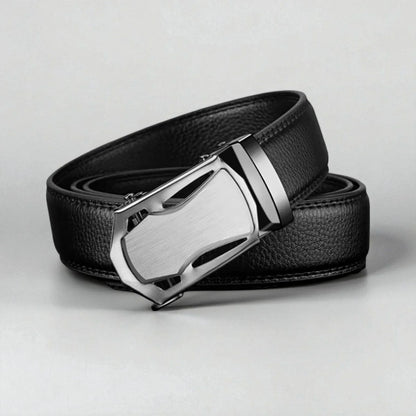 Classic leather belt with automatic buckle