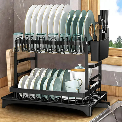 Dish rack 2 levels with drain - smart kitchen solution
